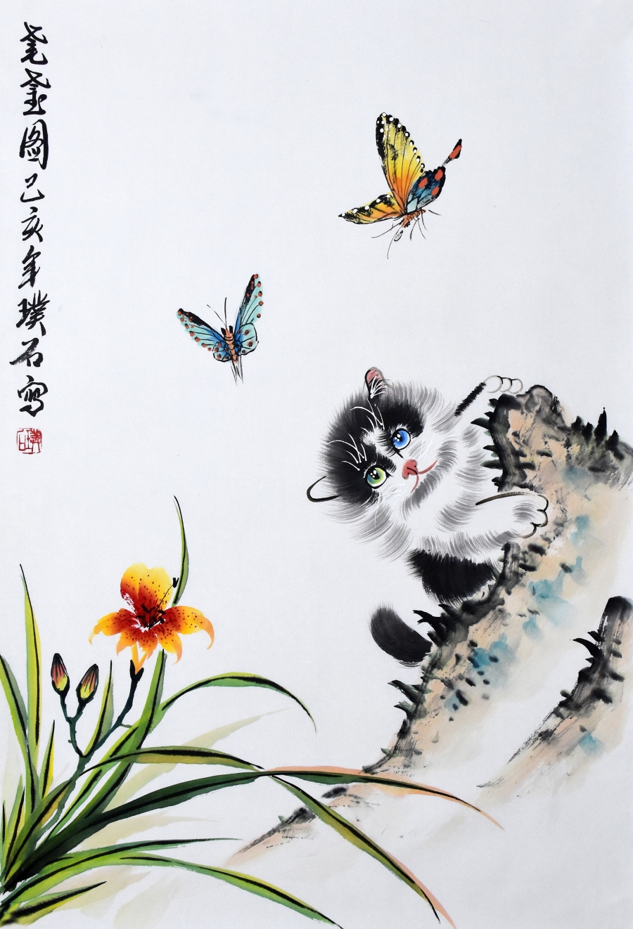 璞石《耄耋图》/47cmx70cmcm/传统水墨