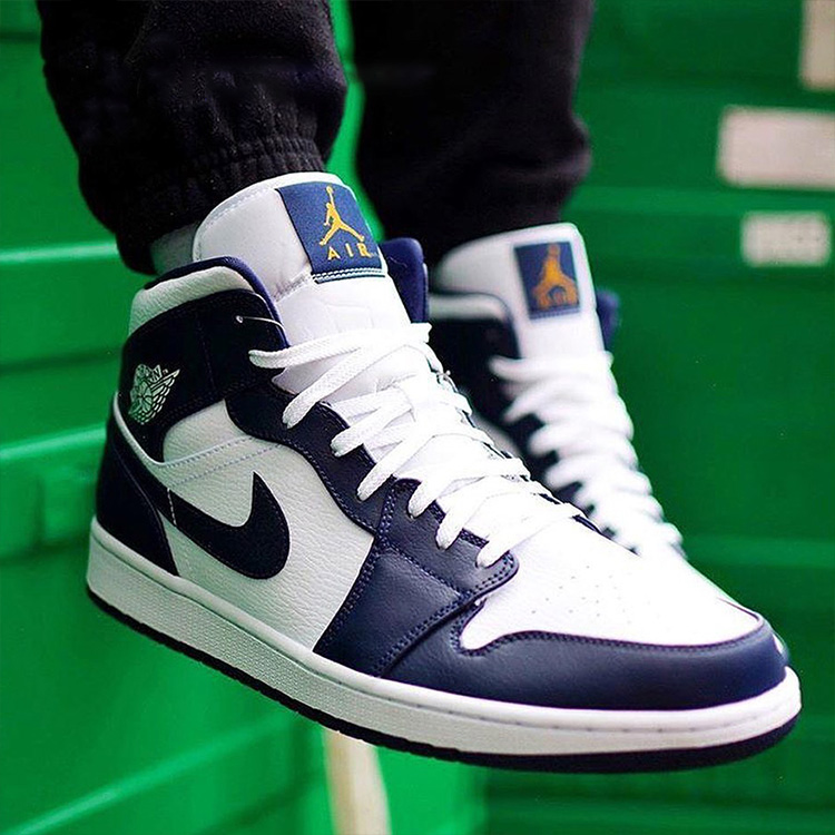 nike 耐克 情侣款 aj1 黑曜石 黑蓝 小金人 中帮 nike air jordan 1