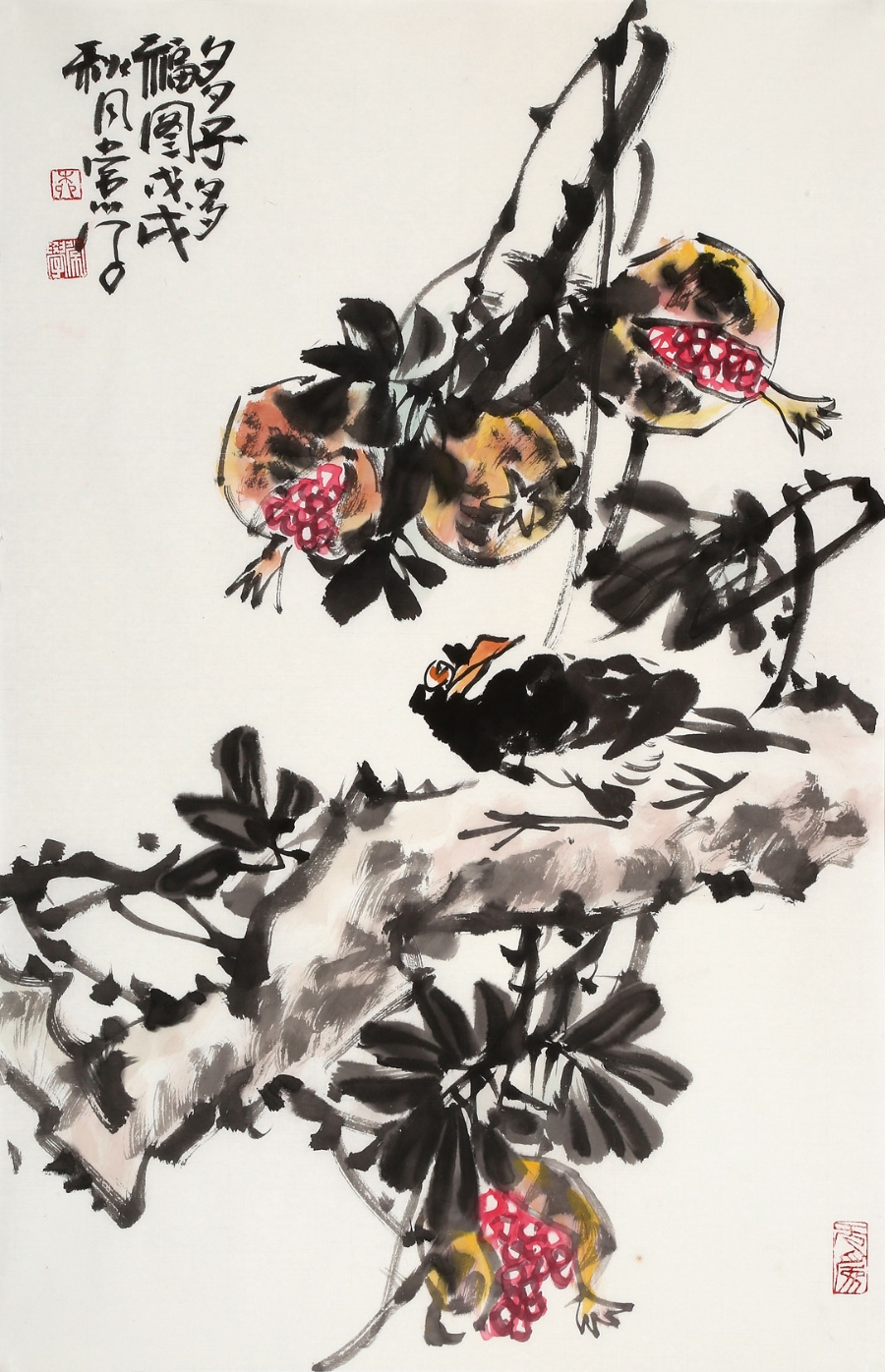 柳常学 《多子多福图》/45x70cm/传统水墨
