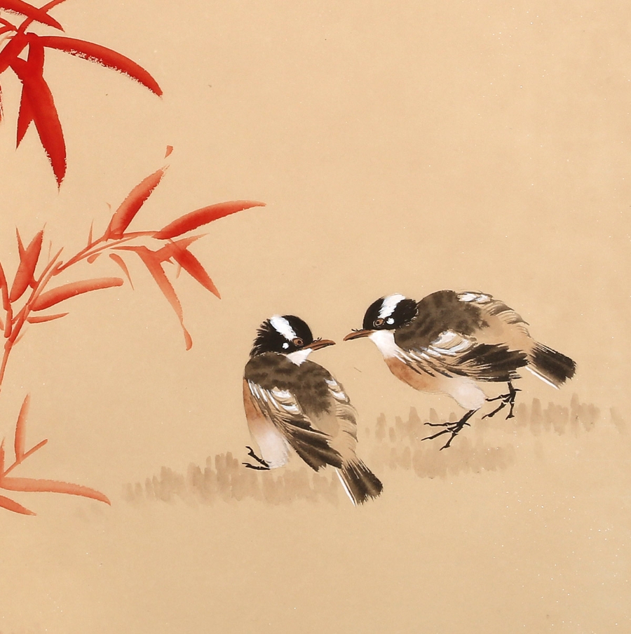 皇甫小喜 《竹报平安》/68x68cm/传统水墨