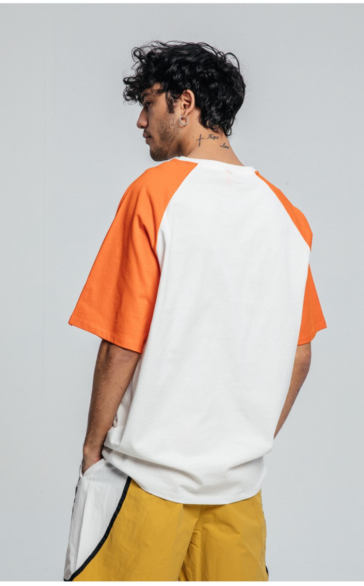 kon插肩袖纯棉宽松圆领套头短袖t恤男士休闲度假体恤2019夏季新款