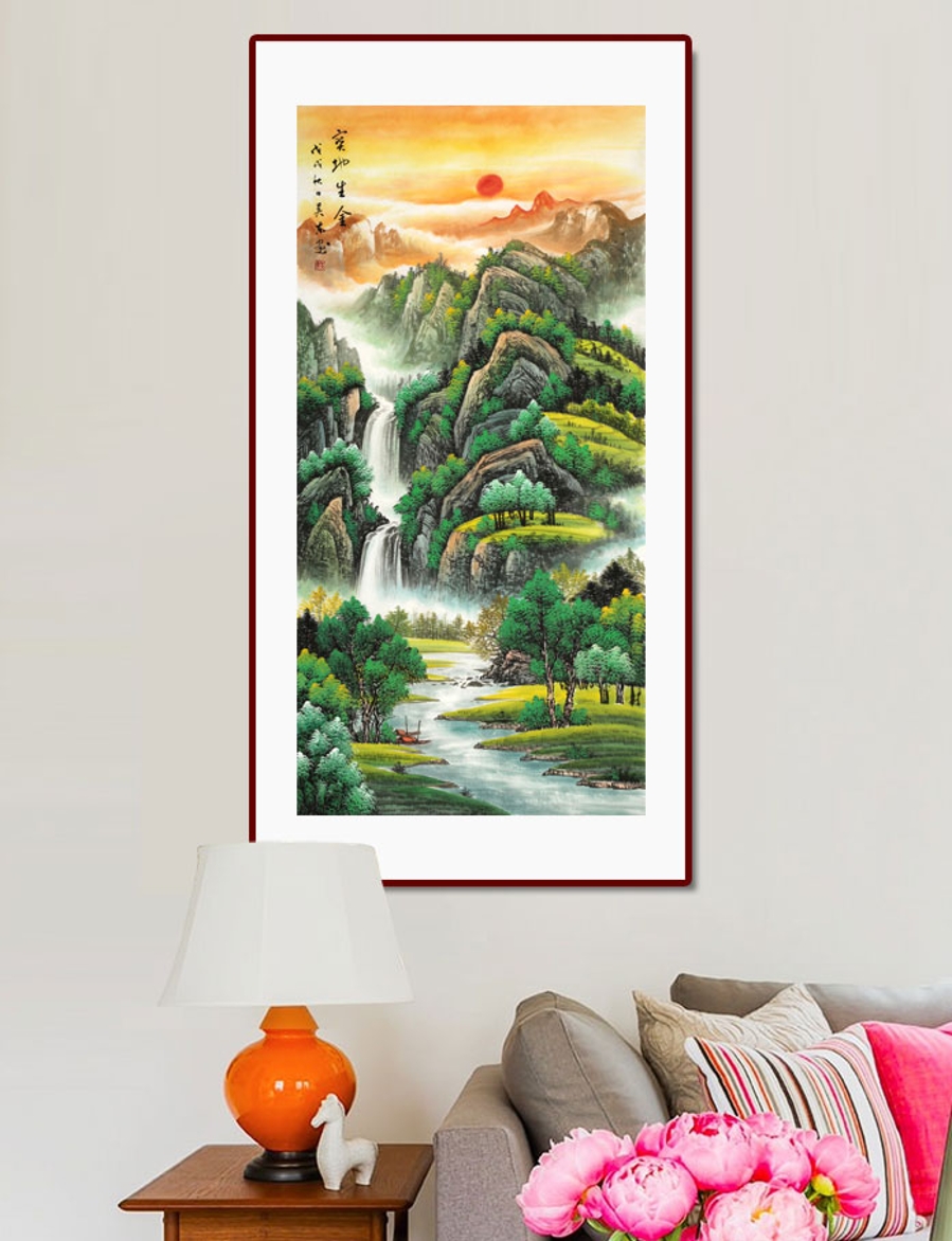 吴东《宝地生金》/69x138cm/传统水墨