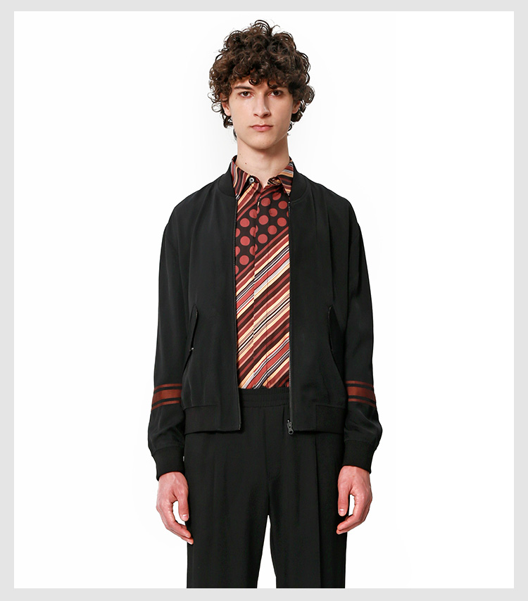 名堂男士夹克 2019秋季新品男装设计细节织带设计内里花格双面夹克