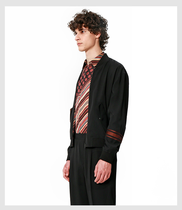 名堂男士夹克 2019秋季新品男装设计细节织带设计内里花格双面夹克