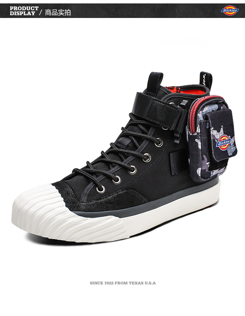 dickies高帮帆布鞋男秋季新款个性布袋鞋子系带男士板鞋休闲潮鞋193