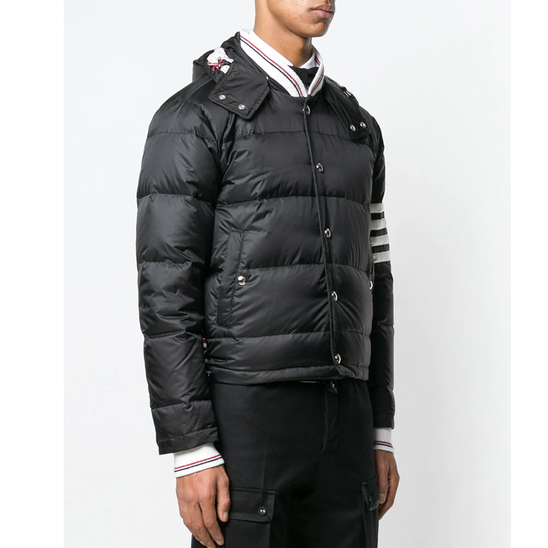 thom browne/thom browne 19秋冬 黑色四道连帽羽绒服 男士外套男士