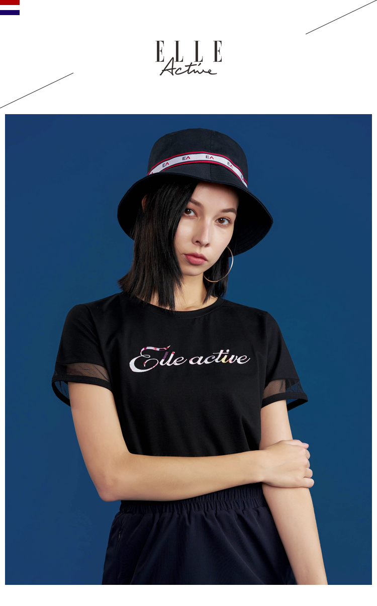elle active/elle active 黑色 女士t恤 短袖 19春夏 新品