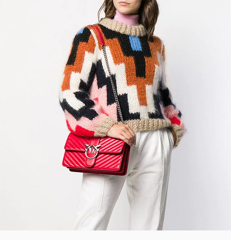 pinko/品高 女士时尚纯色经典链条包单肩包斜挎包燕子包女包1p21hg