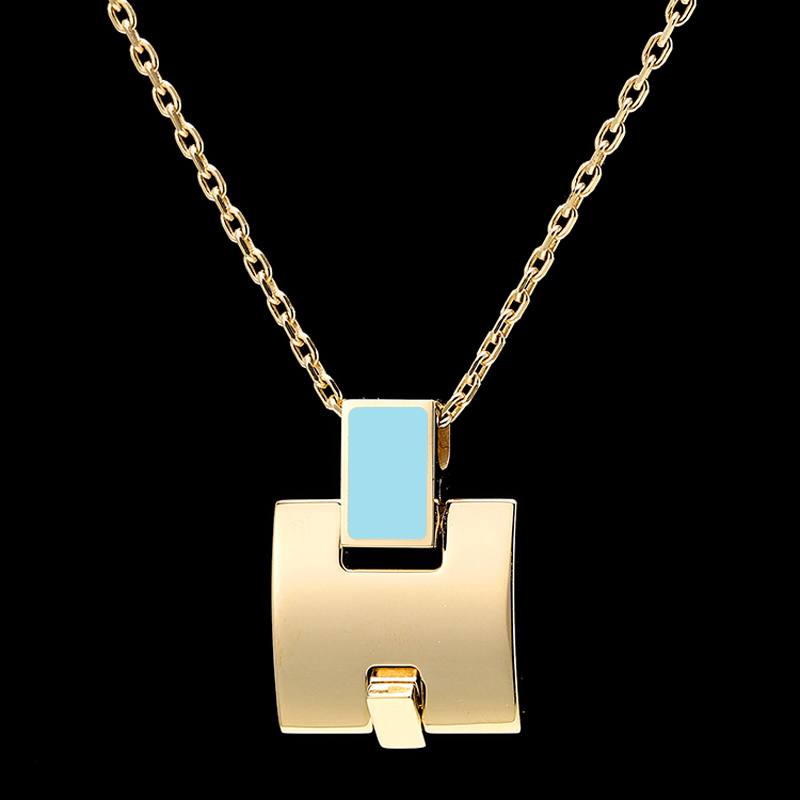 hermes/爱马仕 蒂芙尼蓝 金色项链 eileen