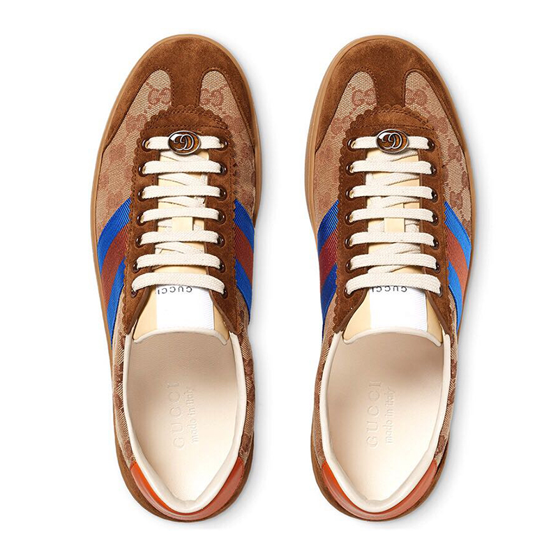 gucci/古驰 男士棕色双g印花休闲运动鞋 521682 ky940 8370#mc