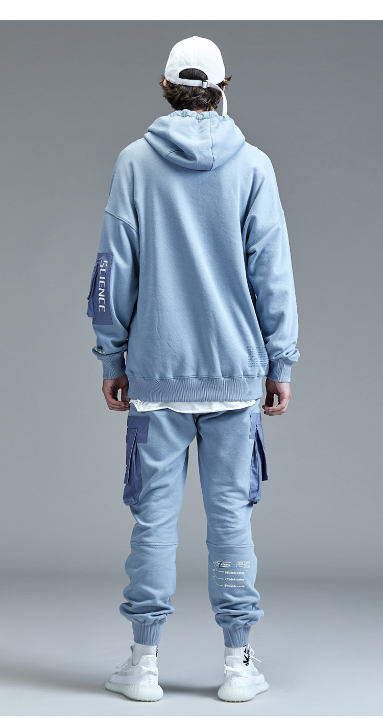 guuka 裤子 雾霾蓝 运动 卫裤 男 潮牌 学生 嘻哈 纯棉 多口袋 工装裤