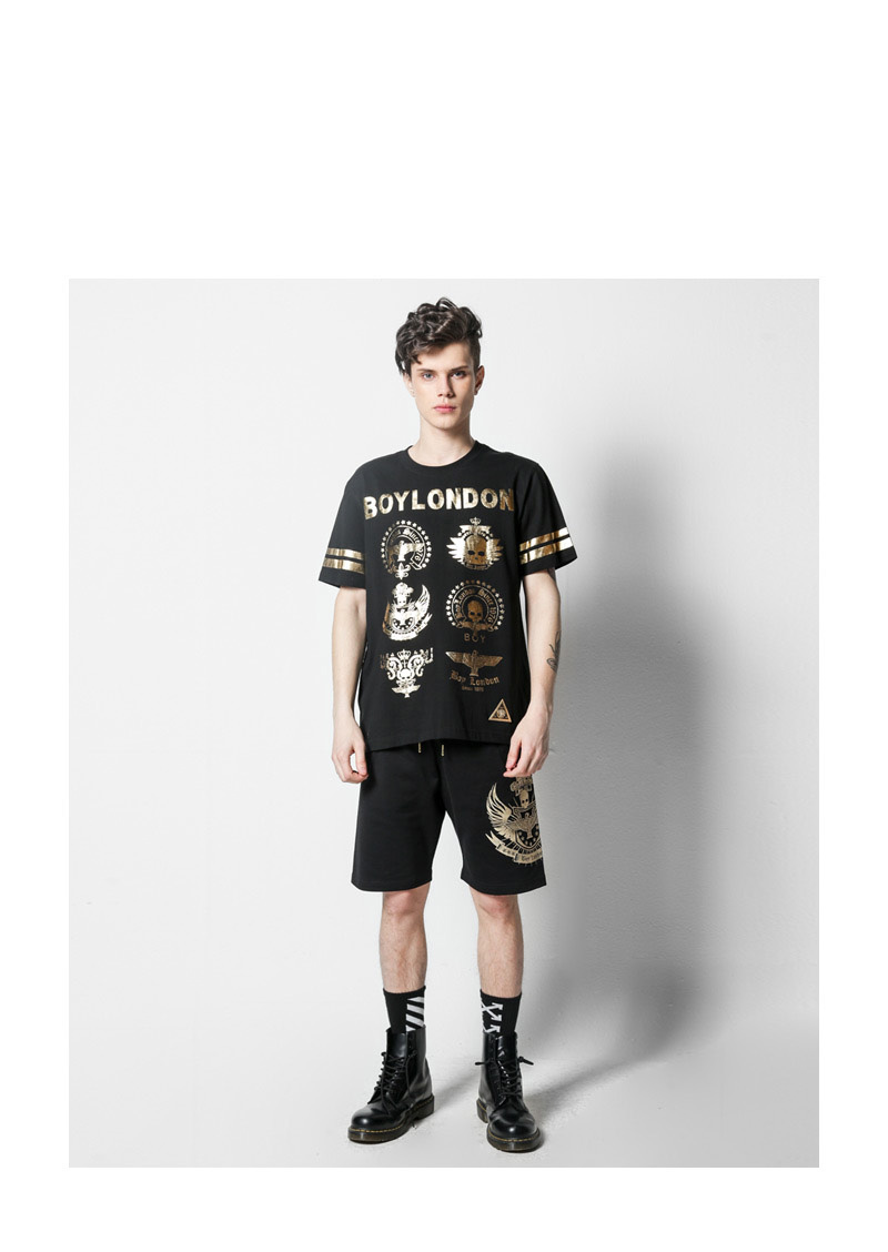 boy london(boy london) 黑色棉质logo印花男士短袖t恤 xl