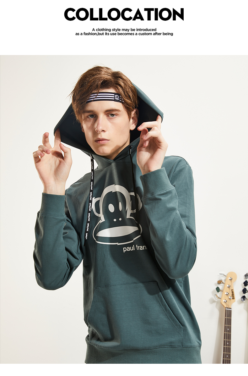 paulfrank/大嘴猴 卫衣女运动卫衣女运动套头衫女连帽卫衣女 黑色白色