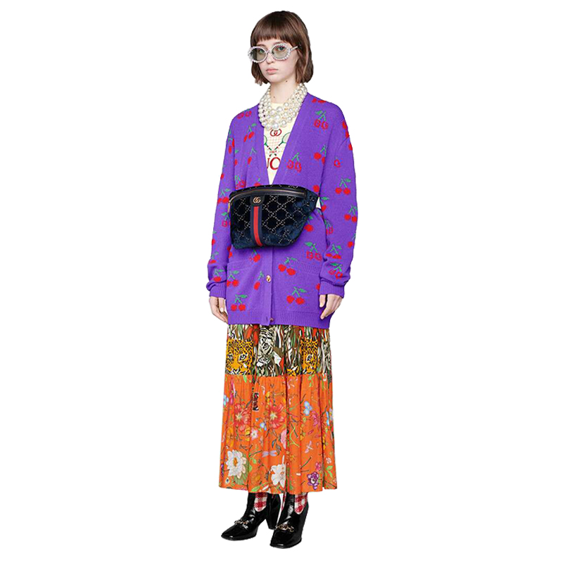 gucci/古驰 中性 19秋冬gg 天鹅绒腰包单肩斜挎提挎包 574968 gz8bt