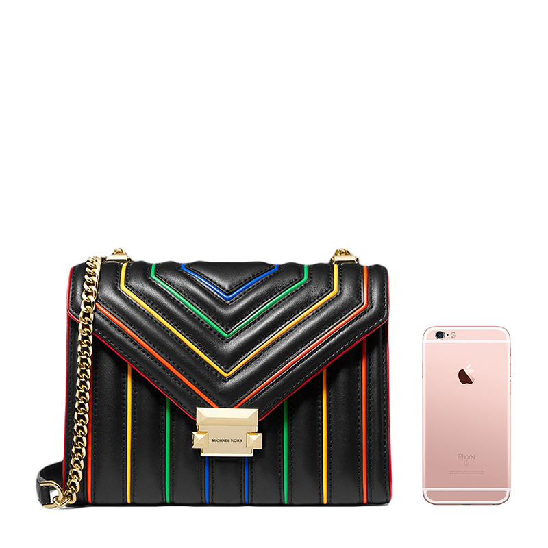 michael kors/迈克·科尔斯mk 女士whitney 彩虹系列条纹大号皮质链条