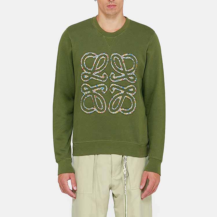 19秋冬 loewe/罗意威 男士军绿色圆领白色图案卫衣 h6299350pc 4430