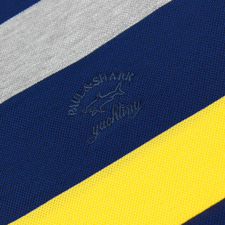 paul&shark/鲨鱼 经典款 鲨鱼图标 时尚休闲风 修身版 纯棉深蓝黄条色