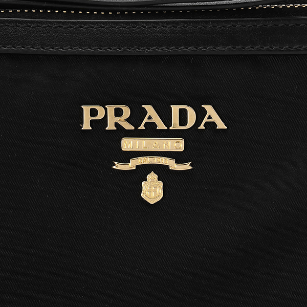 【预售】prada/普拉达女包 女士时尚金色logo标志织物单肩包 斜挎包