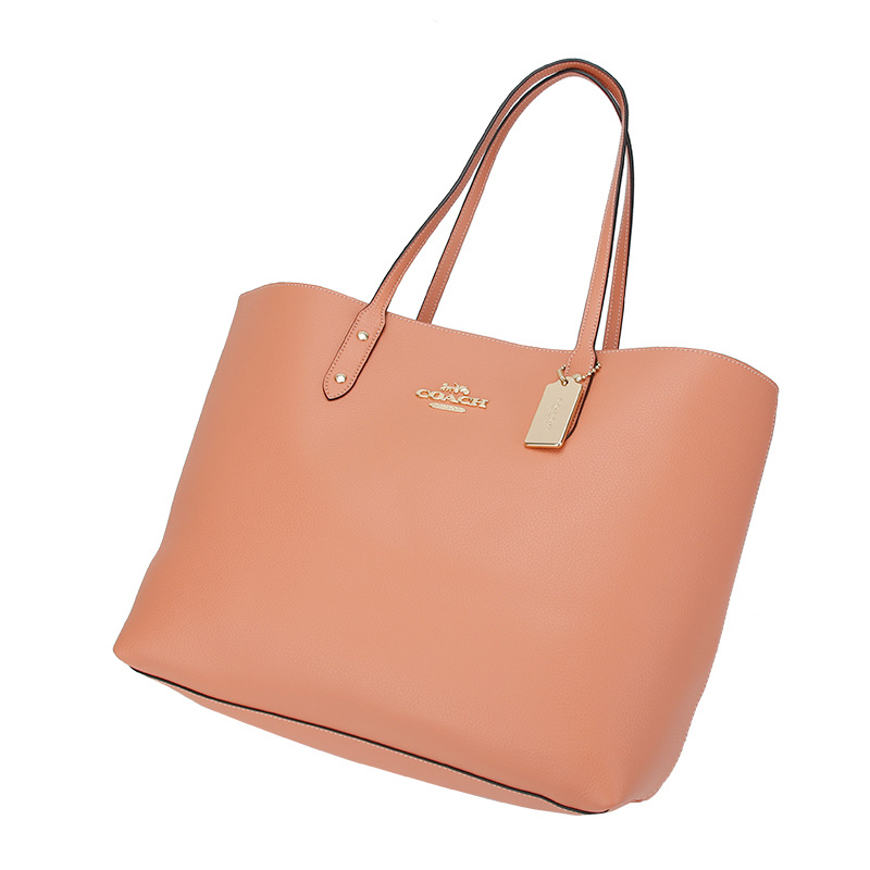 19秋冬coach/蔻驰女士橘粉色皮质手提单肩托特包f72673imoro