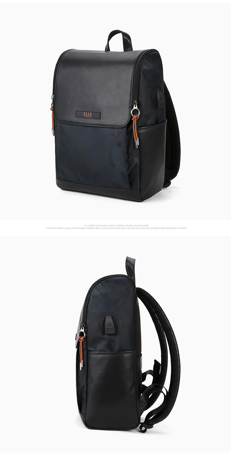 elle/elle homme 背包男士双肩包大容量户外双肩背包旅行包学生书包