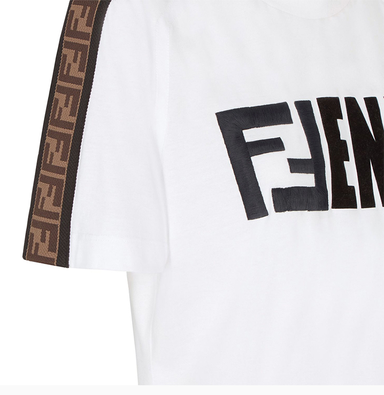 【包税】fendi/芬迪 20春夏 女装 服饰 棉质logo刺绣圆领半袖时尚百搭