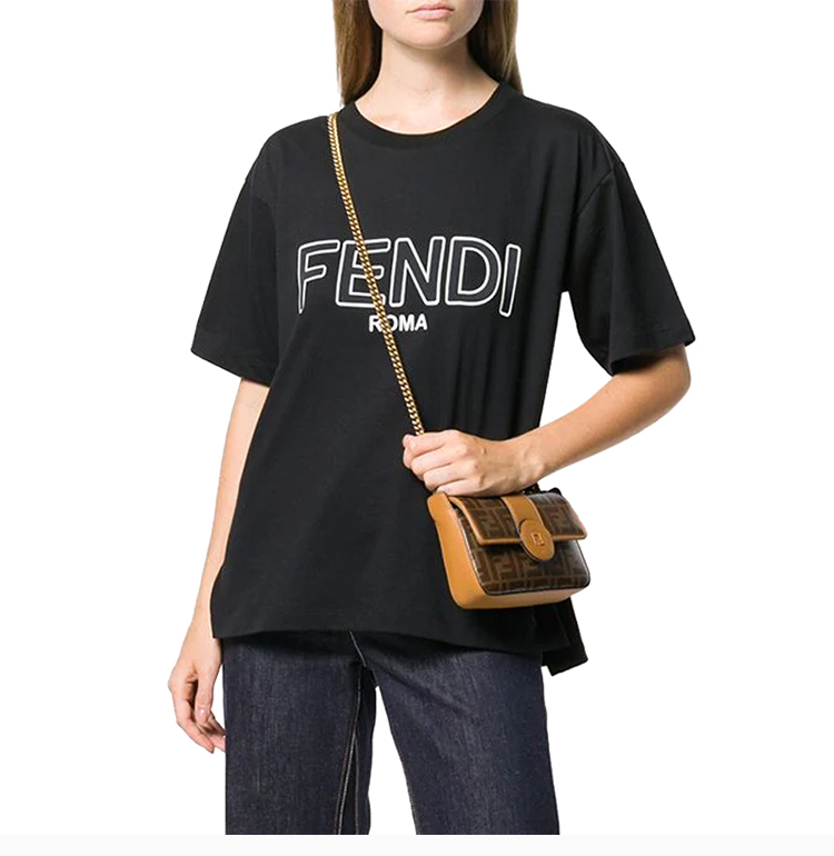 fendi/芬迪 女装 服饰 棉质logo印花标识时尚休闲 女士短袖t恤