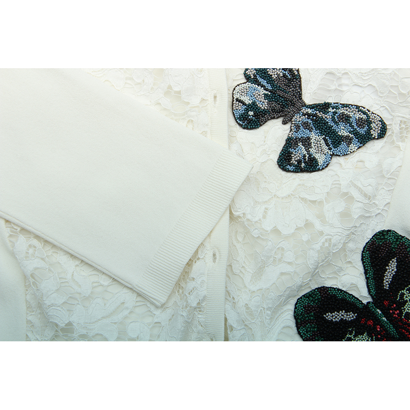 valentino/华伦天奴蝴蝶蕾丝白色女卫衣开衫vaqrf013