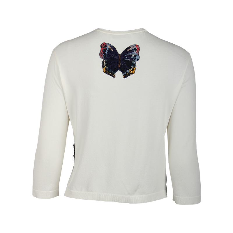 valentino/华伦天奴蝴蝶蕾丝白色女卫衣开衫vaqrf013