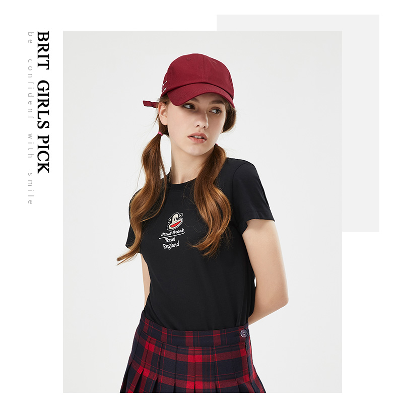 女大嘴猴体恤女大嘴猴女装服装19春夏圆领t恤短袖tee黑色pfcte192056w