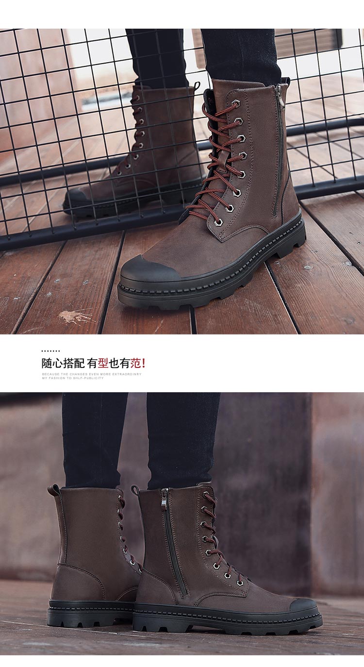马丁靴 男潮 英伦 男鞋 秋季 高帮皮靴 工装 沙漠靴 复古 真皮 军靴wk