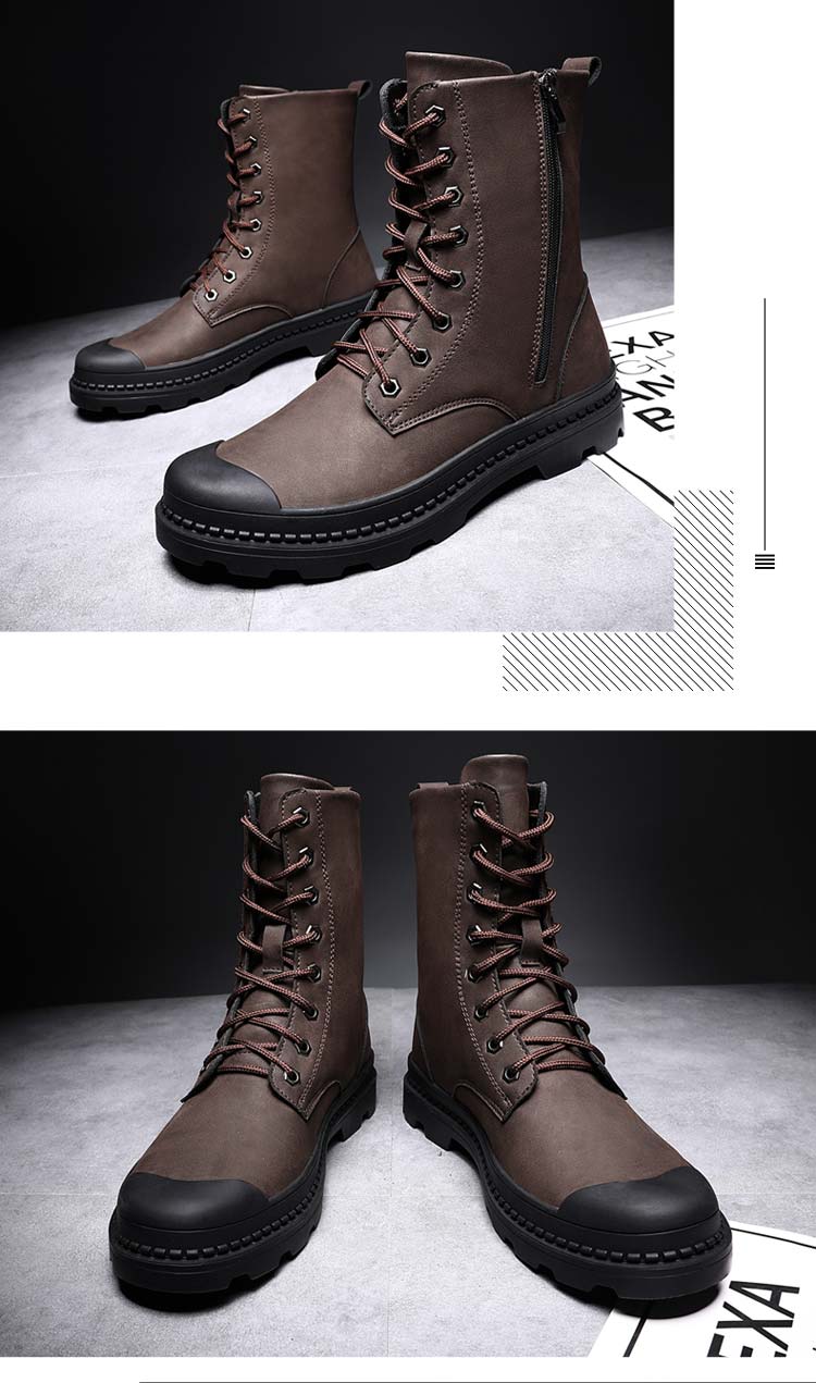 马丁靴 男潮 英伦 男鞋 秋季 高帮皮靴 工装 沙漠靴 复古 真皮 军靴wk