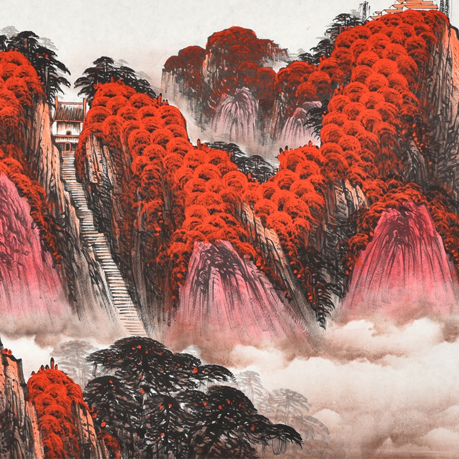 杨和平《鸿运当头》 /180x70cm/传统水墨