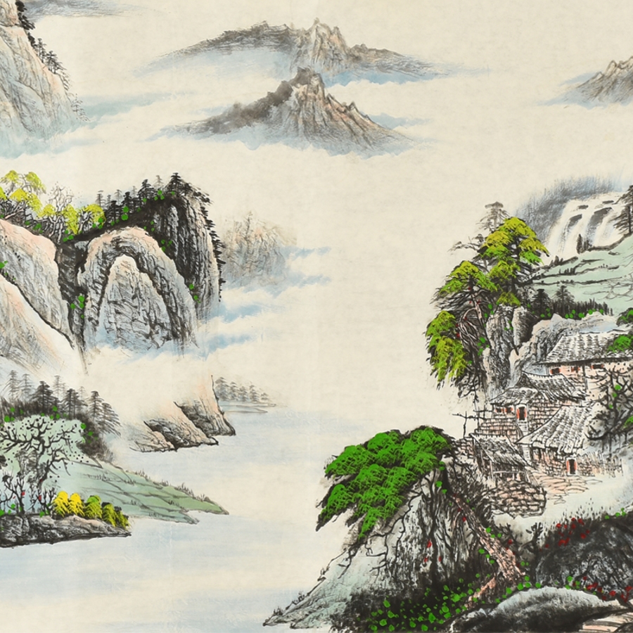 黄晓岩《江山如画》/240x97cm/传统水墨