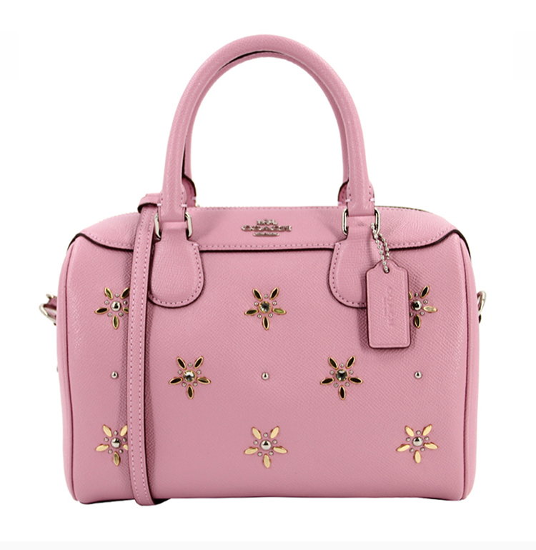 coach/蔻驰 19新款 女士粉色牛皮手提包单肩包波士顿包水桶包斜挎包