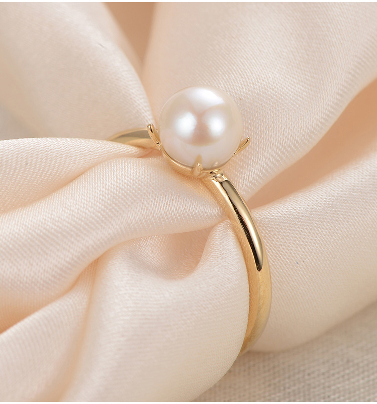 gnpearl/京润珍珠 后冠 g18k金镶海水珍珠戒指5.