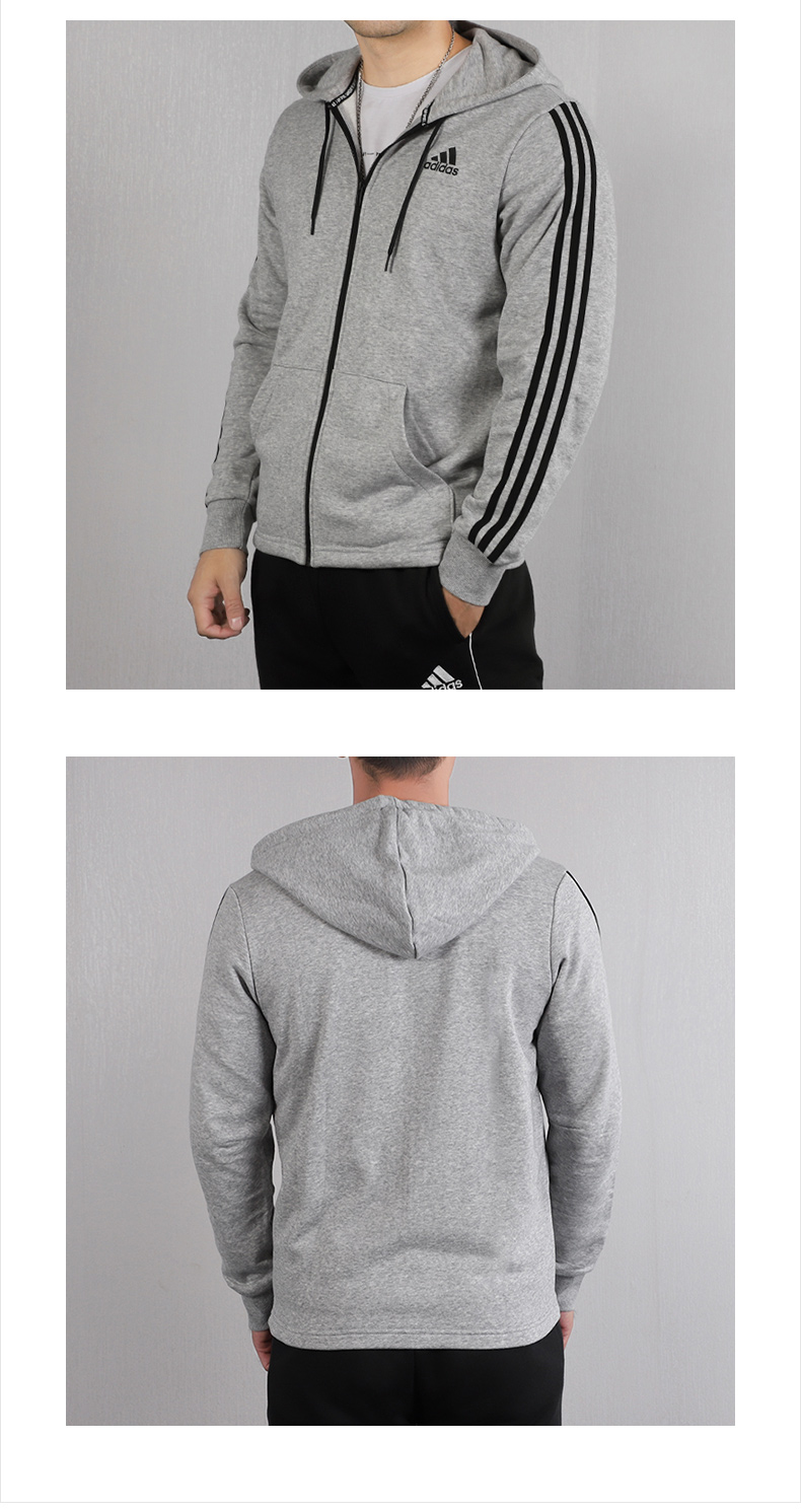 adidas阿迪达斯外套男装2019秋季新款运动服针织开衫连帽上衣夹克