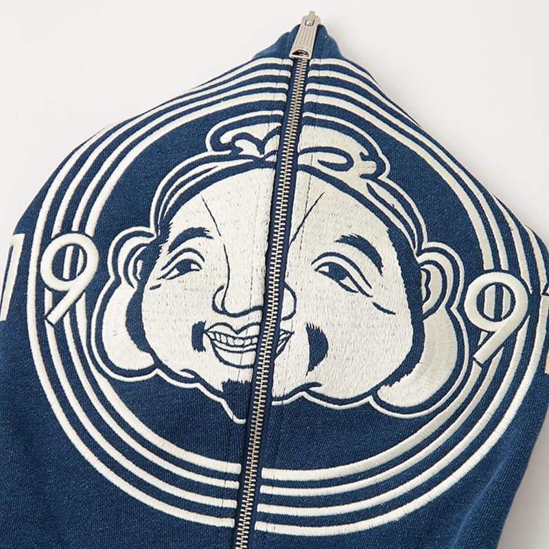 evisu/惠美寿 福神 19秋冬 小m刺绣字母达摩印花男士连帽卫衣 rd