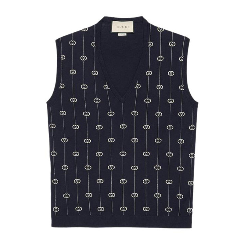 gucci/古驰 男士羊毛条纹针织马甲背心 ms01-576903-xkaum-4650