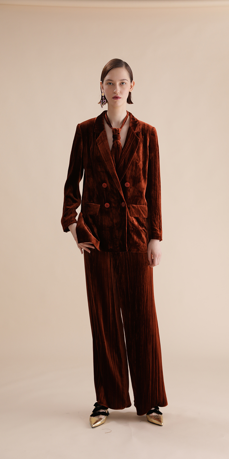 复古天鹅绒西装西服 牛油果绿 丝绒休闲西装西服外套 女士西服