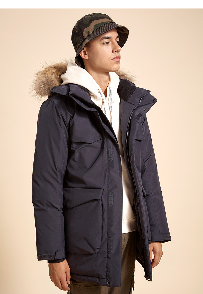 lafuma乐飞叶户外加拿大风防寒保暖中长款鹅绒羽绒服男lmju9dh60