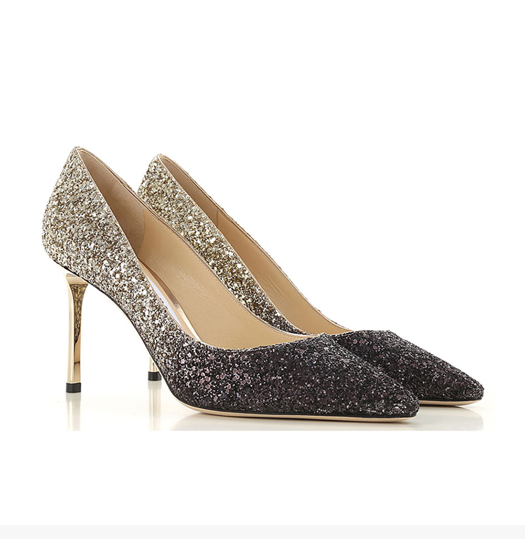 jimmy choo/周仰杰 romy 85 女士渐变色闪光亮片时尚浅口高跟鞋水晶鞋
