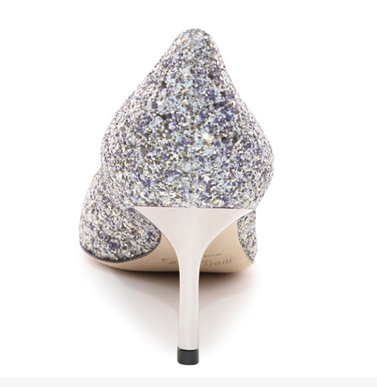 choo/周仰杰 romy 60 女士铂金渐变色闪光亮片时尚浅口高跟鞋水晶鞋