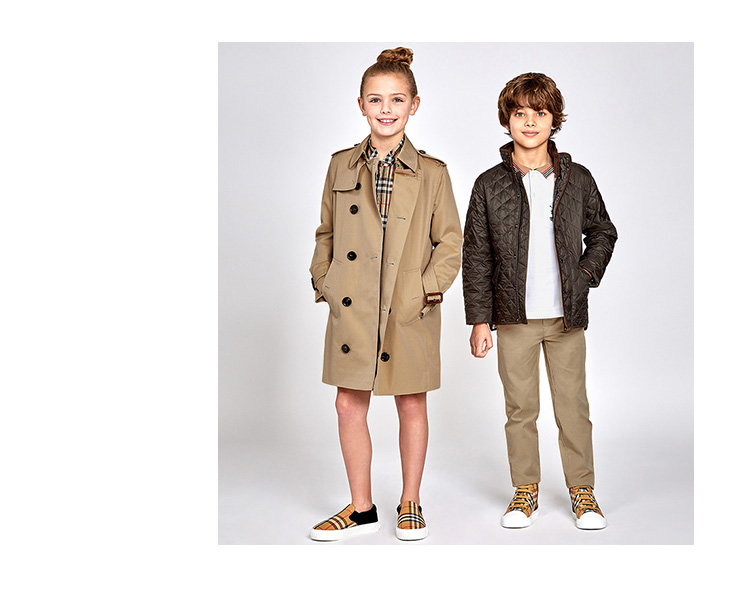 【burberry博柏利 儿童风衣】19秋冬 burberry/博柏利 女童蜂蜜色棉质