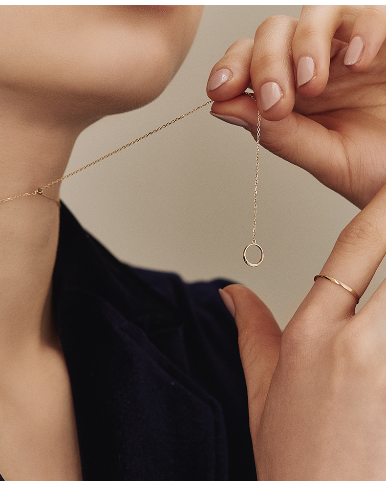 yin/隐 隐系列-莫比乌斯环项链 18k金 黄金色 可调节项链 42cm