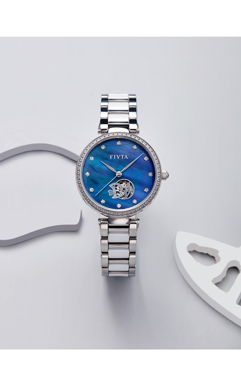 2019新品 fiyta/飞亚达 手表女陶瓷表女士机械表高颜值手表生日礼物送