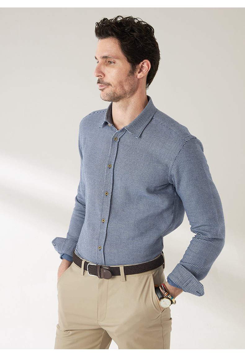 camicissima/恺米切秋冬修身纯棉百搭男士长袖衬衫 商务休闲时尚