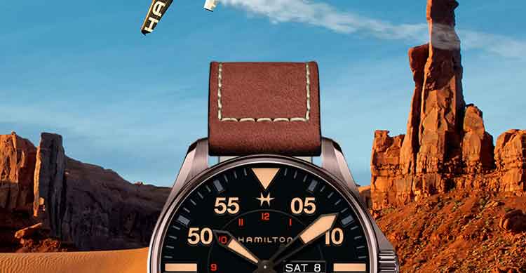 Hamilton/汉米尔顿瑞士手表 卡其航空飞行员系列星际穿越同款自动机械男表 46mm黑盘深棕色皮带 H64705531