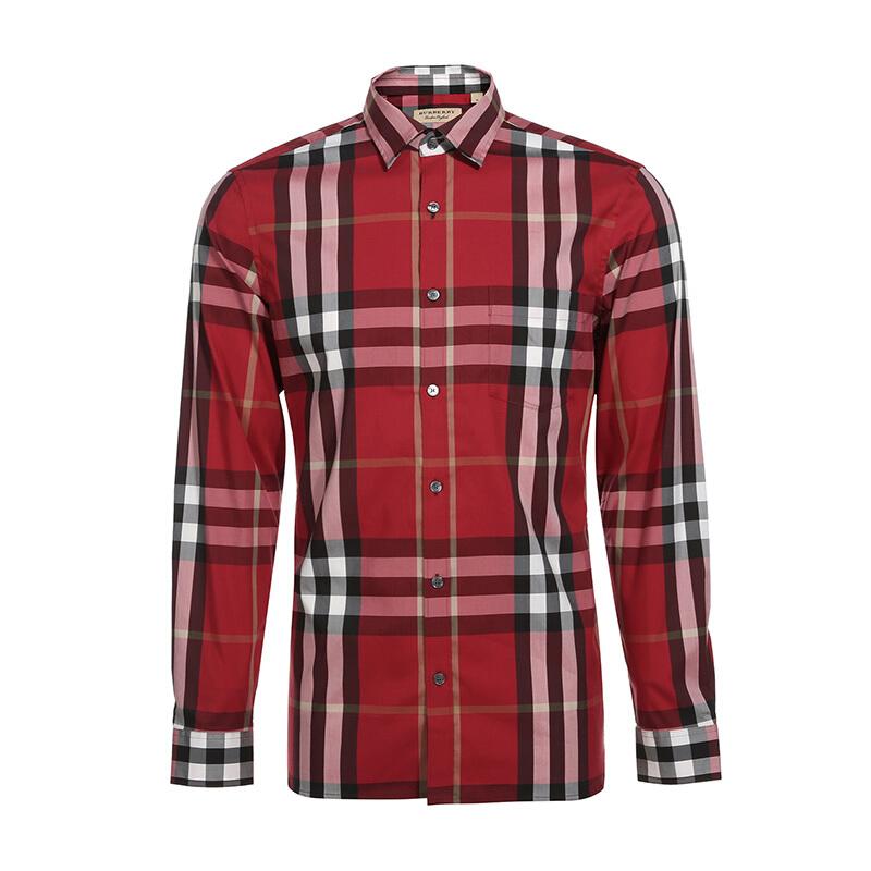 burberry/博柏利 19秋冬 经典格纹弹力棉男士长袖衬衫 4006731-e19f