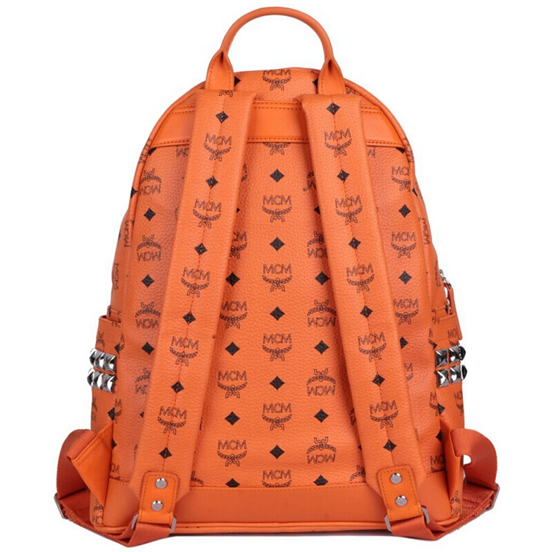 【满2000返500】mcm/mcm女士中性橙色人造革侧铆钉大
