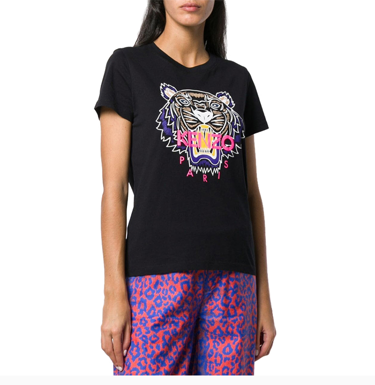 kenzo/高田贤三 19秋冬 棉质虎头logo标识时尚女士短袖t恤